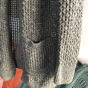 ABERCROMBIE & FITCH BOHO CROCHET DARK GREEN SWEATER CARDIGAN SMALL